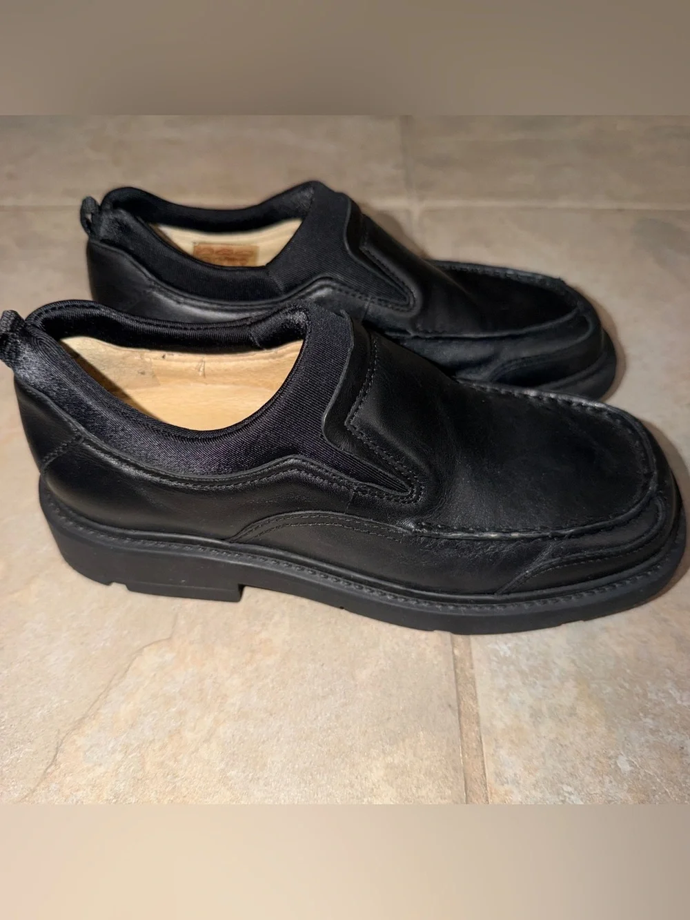 Elefanten Marshall Black Smooth Slip On Loafers Boys Size 1 EU 32 Leather